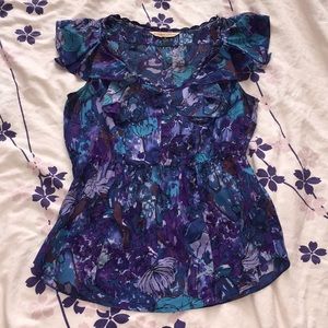 Rebecca's Taylor - blue/violet ruffled blouse